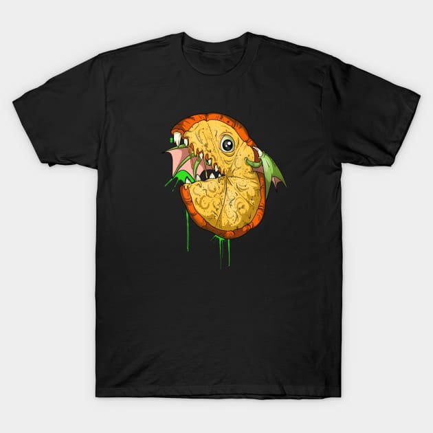 Scary Fish Food Pizza T-Shirt by Trendy Black Sheep